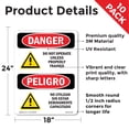 thumbnail image 2 of Do Not Operate Unless Trained Bilingual OSHA Danger Vinyl Decal Label 24 Inch x 18 Inch - 10 Pack, 2 of 6