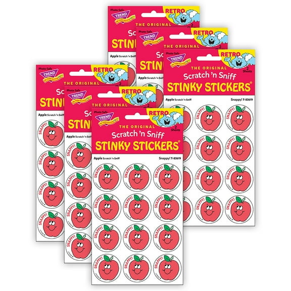 Trend Enterprises T-83619-6 Snappy Apple Scented Stickers - 24 Count - Pack of 6