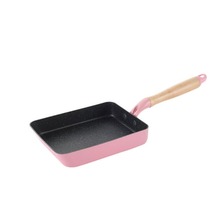 

Non-stick Frying Pan Portable Long Handle Fry Pan Safety Skillet Pan Stone Pan for Eggs Omelette Steak (Pink)