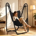 thumbnail image 6 of G TALECO GEAR Hammock Chair with Stand, Heavy-duty Hanging Chair with Stand, Sturdy Swing Chair Stand 350lbs, Hammock Chair Included, for Indoor Outdoor, Gray, 6 of 7