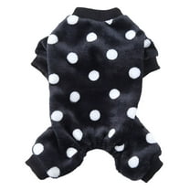 TELOLY Small Dog Cat Fleece Pajamas Shirt, Cute Pet Onesie Pajamas Puppy Footie Jumpsuit Warm Sweater Clothes, Black, S XL