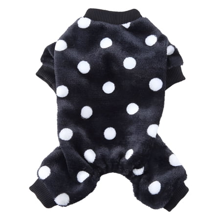 TELOLY Small Dog Cat Fleece Pajamas Shirt Cute Pet Onesie Pajamas Puppy Footie Jumpsuit Warm Sweater Clothes Black S XL