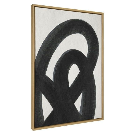 Kate and Laurel Sylvie Japandi 12 Black Framed Canvas Wall Art by Rocket Jack, 31.5x41.5 Natural, Modern Abstract Art for Wall