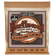 Ernie Ball Earthwood Custom Light Phosphor Bronze Acoustic Guitar Strings 3 Pack - 11.5-54 Gauge