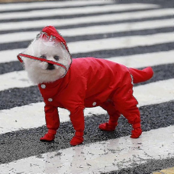 Pet Puppy Dog Raincoat With Hood,waterproof Dog Poncho Dog Rain Lightweight Jacket--