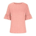 thumbnail image 4 of Mrat Women's Summer Swim Shirt Womens Long Sleeve Round Neck Plus Size Tunic Tops for Womens Baby Sweat Womens Button up Blouses Pink L, 4 of 6