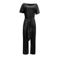 thumbnail image 2 of Aayomet OnePiece Jumpsuits For Women Women's Stylish Dress Pant Set Banquet Evening Dress Pants Jumpsuit Elegant Off Shoulder,Black S, 2 of 4