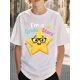 thumbnail image 2 of Girls & Boys "Star Theme Cotton Graphic Tees, Back To School Clothes Girls, Casual Style Summer Shirts With Cartoon Star Pattern, Gift For First Day of School, Round Neck Short Sleeve T-Shir, 2 of 6