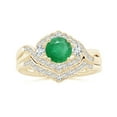thumbnail image 4 of Angara Natural 0.75 Ct. Emerald with Diamond Vintage Inspired Ring in 14K Yellow Gold for Women (Ring Size: 3), 4 of 10