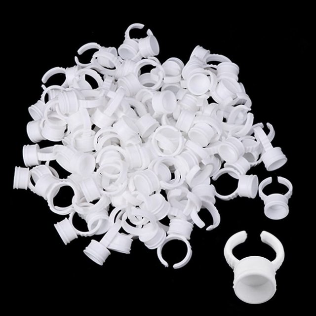 Anillos De Pigmento - Yuelong 300Pcs Anillos De Tatuaje Tazas Anillos De Maquillaje Desechables Soporte De Pegamento Para Tatuaje Anillo De Tinta Para Tatuaje Anillo De Pegamento De Maquillaje Adhesiv