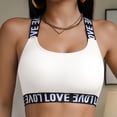 thumbnail image 6 of hoksml Women's Crisscross Back Sports Bra, LOVE Letter Print Light Support Ribbed Workout Bra, 6 of 6