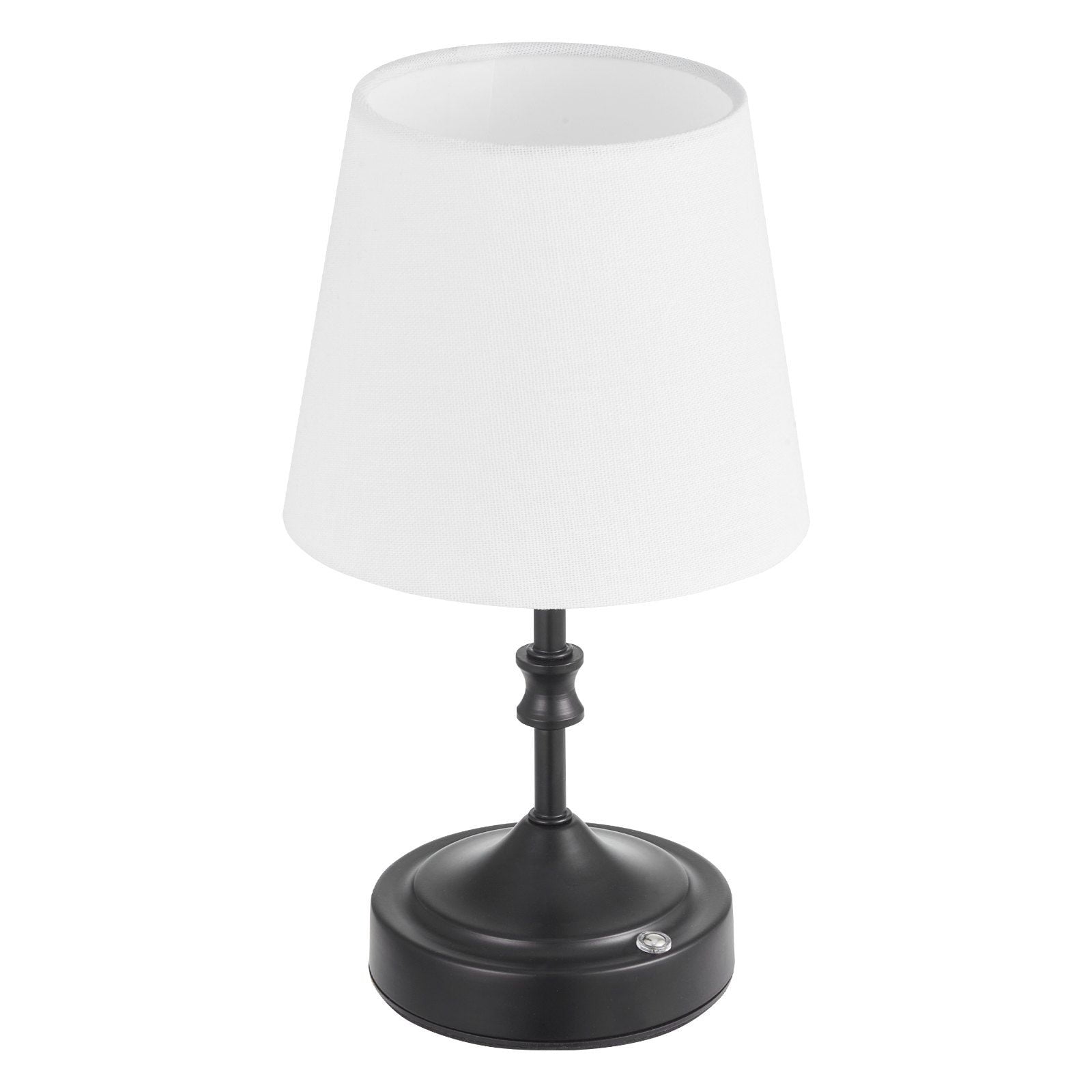 Black Cordless Table Lamp with Rechargeable Battery – Small Fabric Shade Desk Lamp for Bedroom & Office