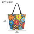 thumbnail image 5 of FORMRS Womens Canvas Tote Bag with Zipper Inner Pocket Shoulder Handbag, Cartoon Flowers, 5 of 7