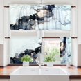 thumbnail image 3 of OUSITAID Marble Pattern Rod Pocket Kitchen Curtain Tier and Valance Set  3-Piece  Blue  54” x 36”, 3 of 7