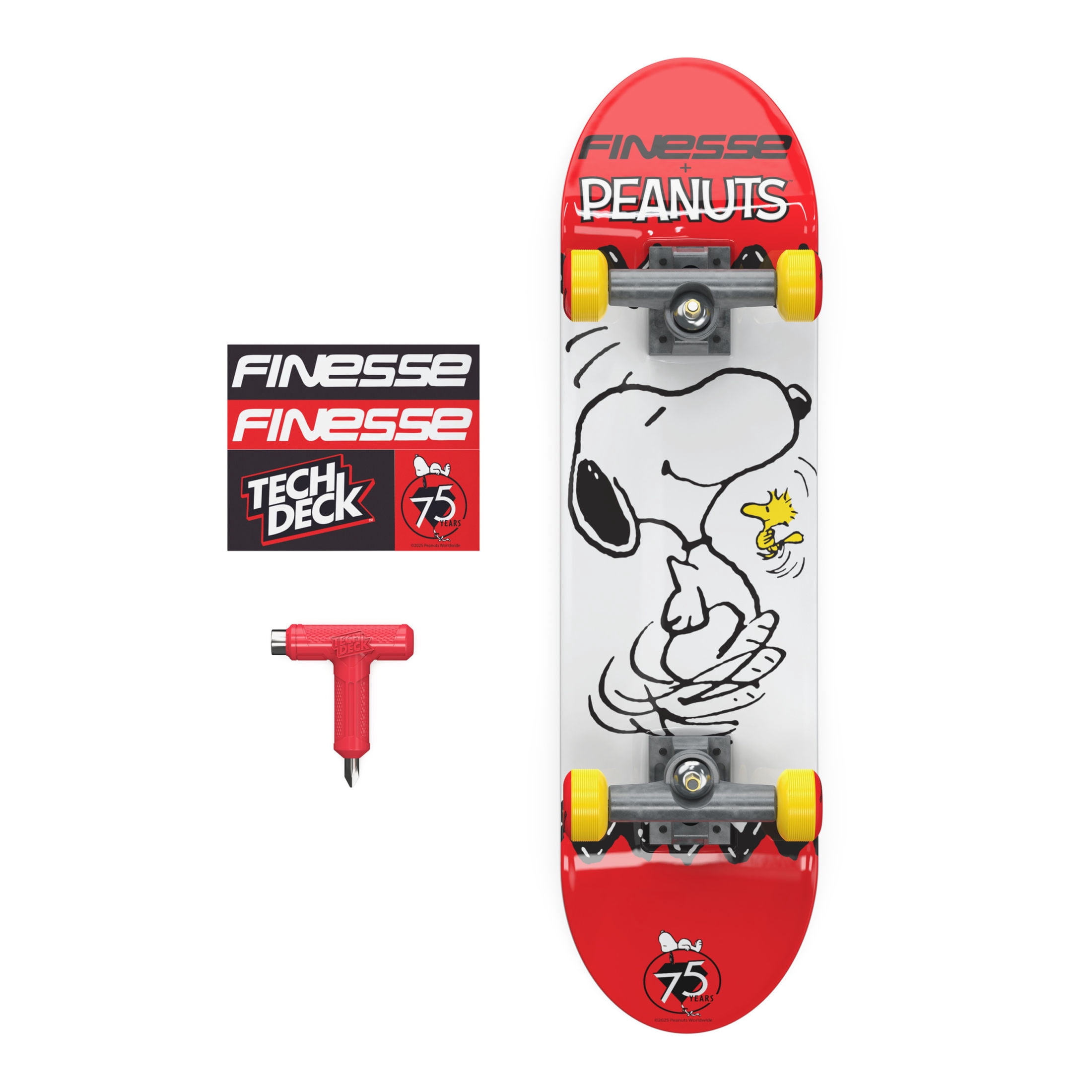 Tech Deck, Finesse Peanuts Handboards, Authentic Mini Skateboards for Kids Ages 6 and up
