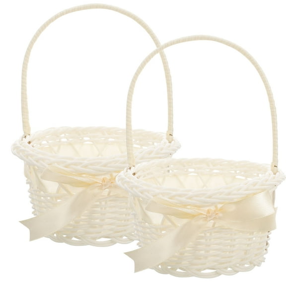 IBASETOY 2Pcs Flower Storage Basket Beige Simple Minimalist Storage Home Decor Gifting