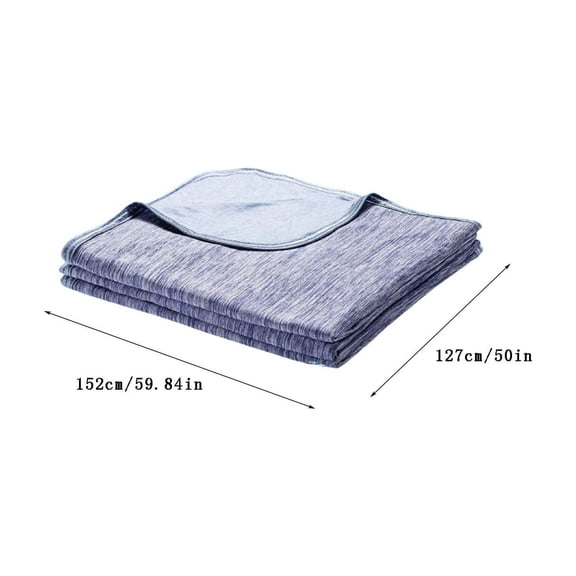 60x50in Summer Ice Silk Cooling Blanket - Breathable 3-Layer Cold Blanket , Lightweight Machine-Washable Bed/Sofa Throw All Season Use(Dark Blue)
