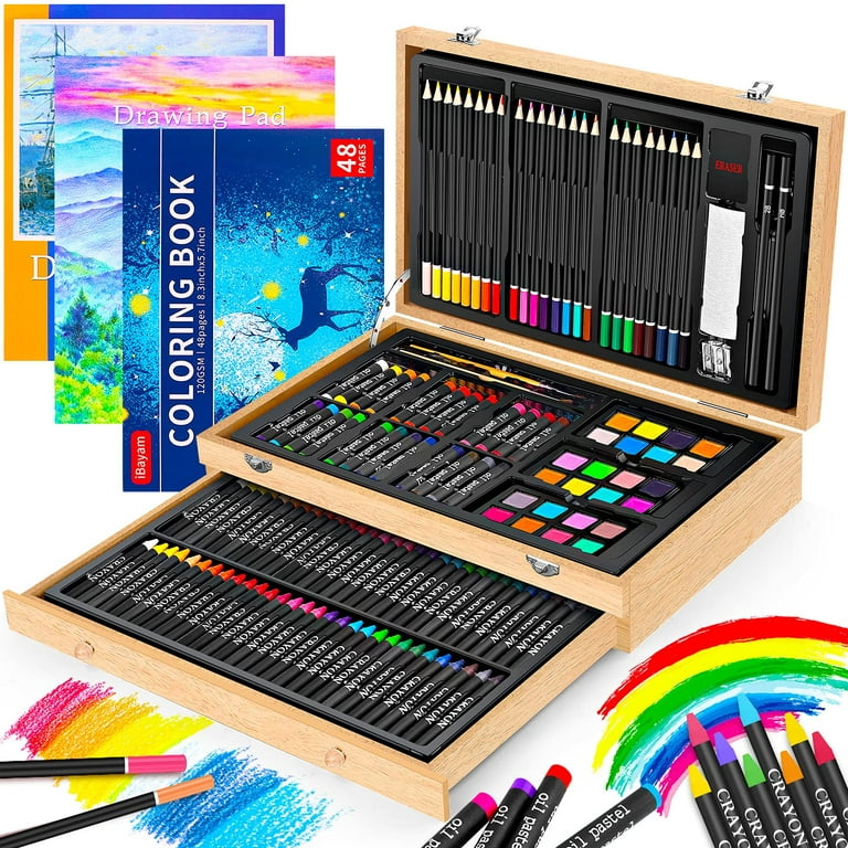 105 Piece Deluxe Wooden Art Set Crafts Drawing Supplies Painting Kit with  Beech Wooden Case, Professional Paint Artist Set for Girls Boys Teens  Artist Kids Chil…