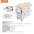 thumbnail image 5 of VEVOR Kitchen Island Cart with Solid Wood Top, 35.4" Width Mobile Carts with Storage Cabinet, Rolling Kitchen Table with Spice Rack, Towel Rack, and Drawer, 5 of 10