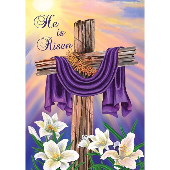 Briarwood Lane House Flag 40x28 For Outdoor Easter Cross For Easter House Flag
