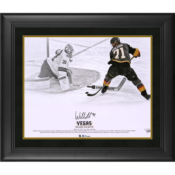 William Karlsson Vegas Golden Knights Framed Autographed 16" x 20" Goal Between Legs Spotlight Photograph
