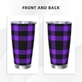 thumbnail image 3 of Daiia Purple Buffalo Plaid Printed 20oz Insulated Coffee Cup with Straw Topper, Fully Spill Proof Travel Coffee Mug, Stainless Steel Tumbler for Work Home Outdoor Car-Without Straw, 3 of 8