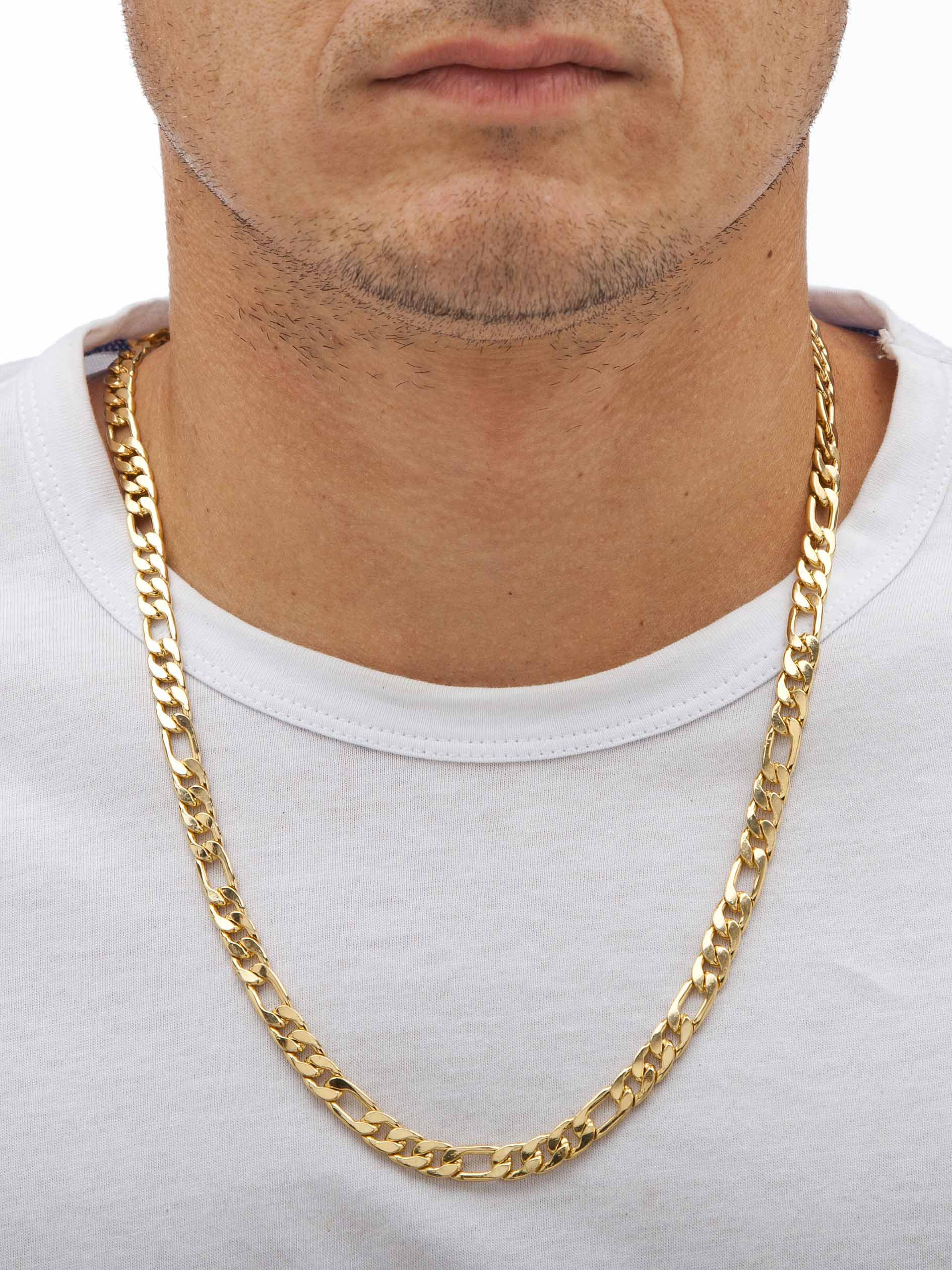 Rustic Cross Necklace for Mens Figaro Chain 36x23mm/Figaro Chain Neckl –  primejewelry269