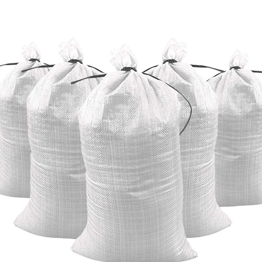 DURASACK® Sand Bags with Tie Strings, Heavy Duty, 15" x 27", White, 25 Count