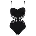 thumbnail image 2 of Aayomet Maillots de Bain pour Femmes une Pièce Résistant au Chlore Col Rond Bonnets Souples Sportif une Pièce, Noir G, 2 of 4
