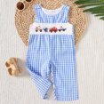 thumbnail image 2 of DHFJKG Infant Toddler Overalls Sleeveless Cartoon Embroidery Plaid Pants For 0-18 Months Boys Girls Cute Bib Overall, 2 of 7