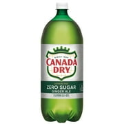 Canada Dry Caffeine Free Zero Sugar Ginger Ale Soda Pop, 2 L, Bottle