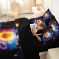 thumbnail image 5 of Manfei Cartoon Planets 7pcs Queen Bedding,Celestial Colorful Nebula Bedding Comforter Set Queen,Orange Black,Black Reversible, 5 of 7