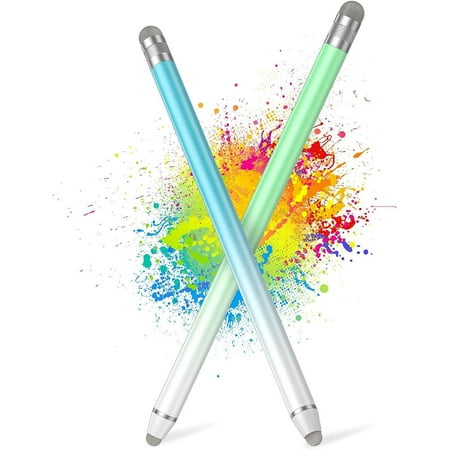 Universal Stylus Pens for Touch Screens (2 Pcs), High Sensitivity Fiber Tips, Compatible with Apple/iPhone/iPad/IOS/Android/Samsung Tablets and All Capacitive Touch Screens(Green+Blue)