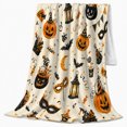 thumbnail image 2 of Whimsical Jack-O'-Lanterns Bats Playful Sketchy Illustration, Festive Halloween Scene, Warm Flannel Blanket for Living Room and Reading Nook, Art Lovers Halloween Gift, Festive Home Decor, 2 of 9