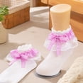 thumbnail image 4 of Kids Ruffle Socks for Girls Plaid Bow Lace Frilly Dress Sock Soft Cotton Turn Cuff Cute Princess Toddler Socks Party Gift*1pc, 4 of 5