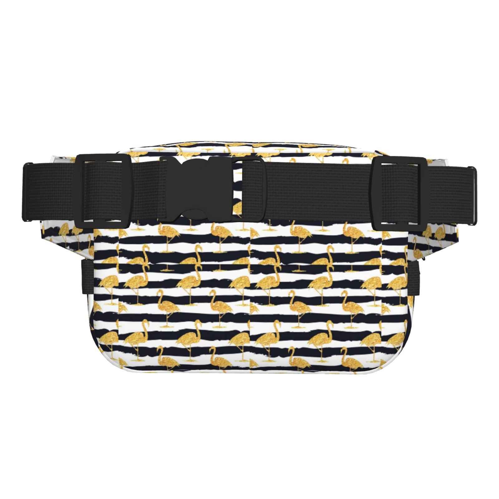 Picia Gold Flamingo Print Square Double-Layer Waist Bag Mini Adjustable Waist Belt Bag Exercise Running Travel Hiking
