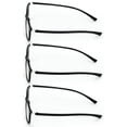 thumbnail image 3 of 3 Pairs Wide Fitment Men Reading Glasses - Super Lightweight TR90 Frame With Extended Temple - Clear Lens Reader Black +2.00, 3 of 5