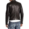 thumbnail image 2 of Men Slim Fit Biker Motorcycle Lambskin Leather Black Jacket Coat Outwear Jackets A255, 2 of 3