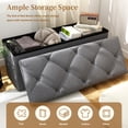 thumbnail image 6 of 30" Storage Ottoman Bench, Folding Storage Bench Ottoman with Lid, 400 lbs Capacity, Fabric Footrest Seat for Bedroom Living Room Entryway, Grey, 6 of 9