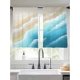 thumbnail image 2 of Light Blue Beige Beach Sheer Curtains 2 Panels Set Abstract Gradient Sandy Ocean Waves Sheer Window Curtains Light Filtering Rod Pocket Voile Drapes for Bedroom Living Room 52"x54", 2 of 8