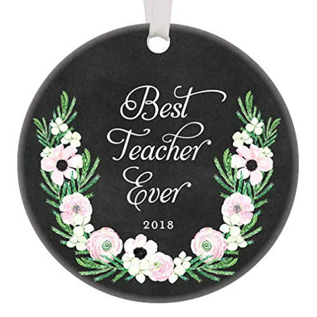 Teacher Gifts 2019, Best Teacher Ever Christmas Ornament From Student Boy or Girl Favorite Professor School Assistant Present 3