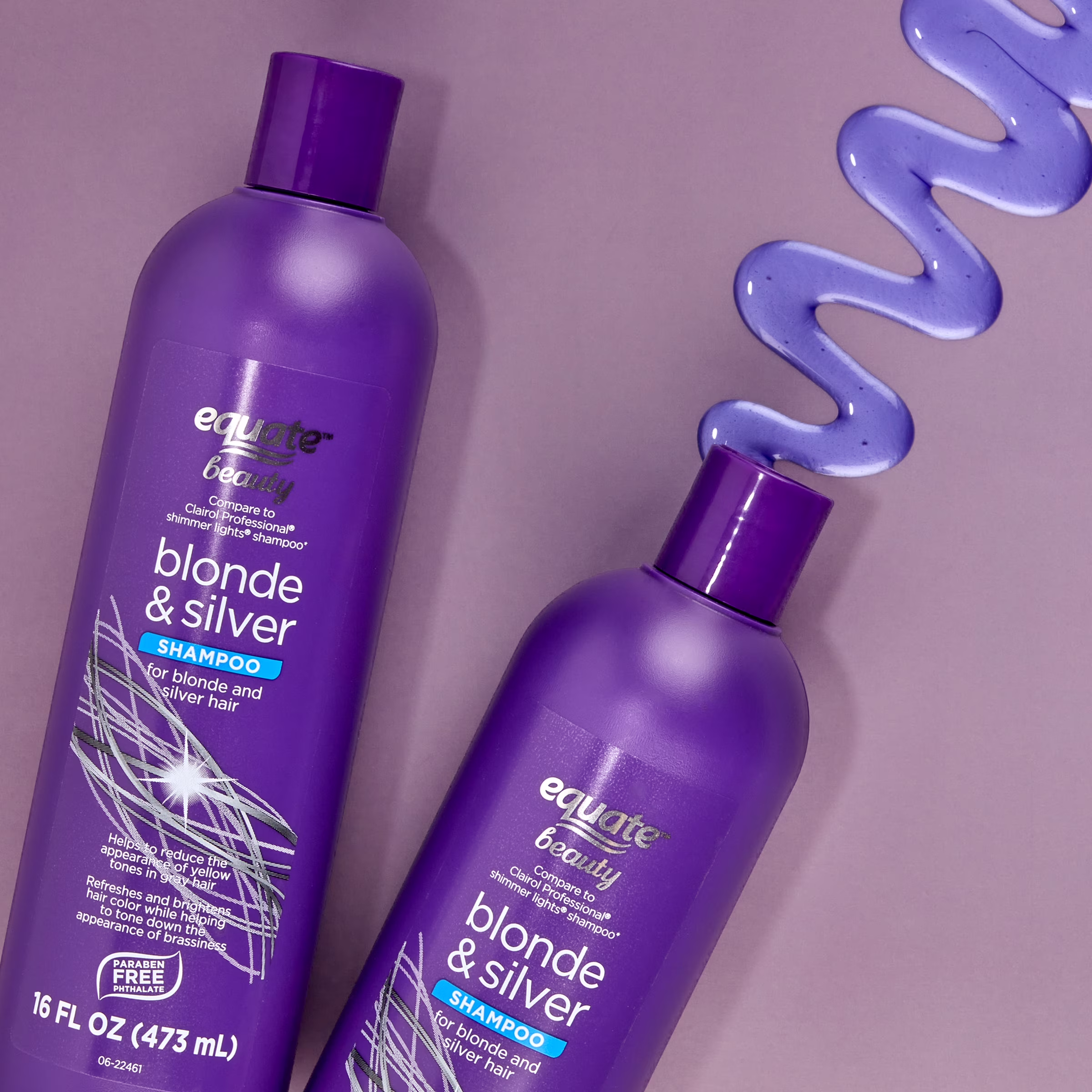 Equate Blonde & Silver Shampoo for Hair Care of Blonde and Silver Hair, 16 fl oz, Compare to Clairol Professional® Shimmer Lights® Shampoo