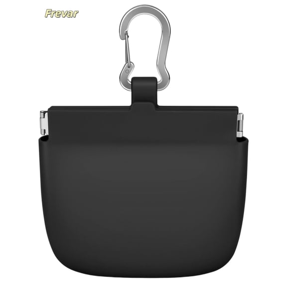 One-Hand Access Silicone Dog Treat Pouch, Small Pocket Sized Training Pouch with Pull Tab & Auto Closing Lid for Easy Pet Training & Walking, Black