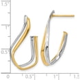 thumbnail image 4 of 14K Two-Tone Polished Diamond-Cut Twisted J-Hoop Post Earrings (Width 16.1) (Length 29.2) - Jbsp, 4 of 5