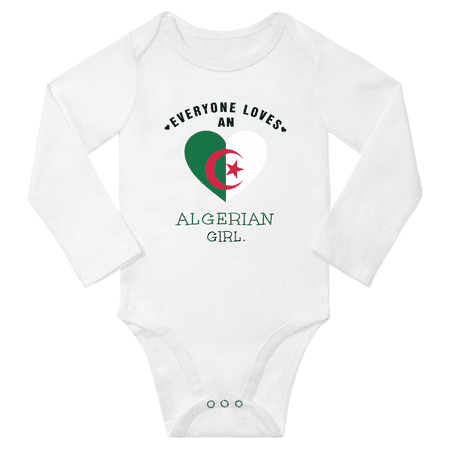 

Everyone Loves An Algerian Girl Baby Long Slevve Jumpsuits (White 12-18 Months)
