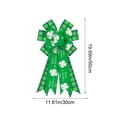 thumbnail image 3 of QuanTara Large St. Patrick's Day Decorative Bow, 19.7"x11.81" Wreath & Tree Topper Ribbon with Shamrock Print for Front Door, Indoor Outdoor Wall, Party Supplies, Green & White Nylon, 3 of 6