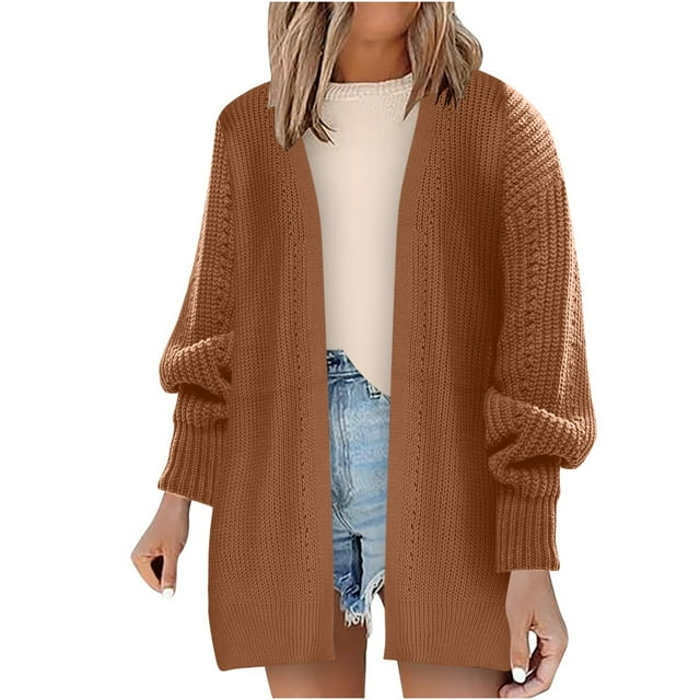 Styesk Cardigan Sweaters for Women Open Front Chunky Long Cardigans Casual Loose Fit Crochet Sweaters Versatile Solid Color Fall Outfits Long Sleeve Knit Cardigans
