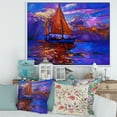 thumbnail image 2 of Designart 'Red Sail Ship On Purple Sunset in Blue Ocean' Nautical & Coastal Framed Canvas Wall Art Print, 2 of 5