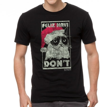 Grumpy Cat Feliz Navi Don?t Men's Black T-shirt NEW Sizes