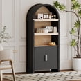 thumbnail image 2 of Qinaqin 71 Pulgadas Moderno Fluted Arched Bookcase Book Estantería Con Puertas 3 Open Exhibición Estanterías Y Ajustable Case Almacenamiento Gabinete Wooden 5 Niveles Case, 2 of 7